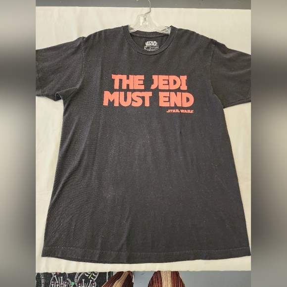Star Wars Black Tee Shirt Red Letter Graphics Short Sleeve Top, sz LG - Picture 8 of 11